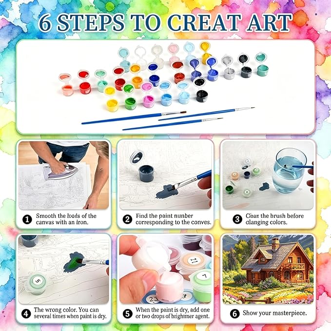 Landscape Paint by Numbers for Adults, Paint by Number 16x20 inch | House Paint by Numbers Kit for Adults, Landscape Acrylic Painting by Numbers for Gift Home Wall Decor (without Frame)