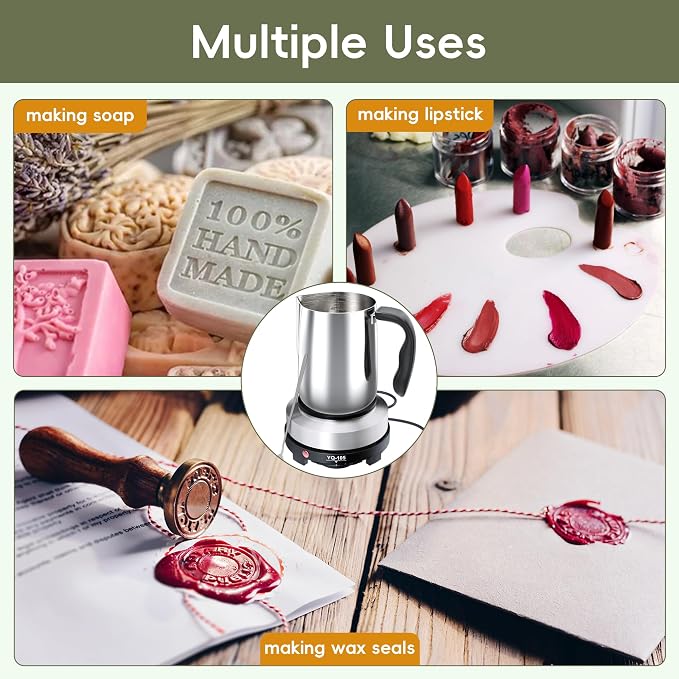 CasaCulina Candle Making Kit with Hot Plate, for Beginners | Candle Making Supplies, Set Includes Wax Melting Pot, Stirring Spoon, Anti-Scalding Pad, Candle Wicks, Wooden Wick Holders