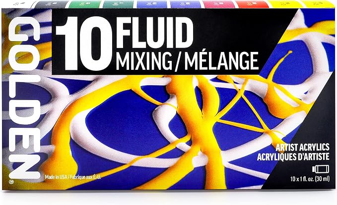 GOLDEN Fluid Acrylics Mixing Set, 10 x 30 ml Bottles