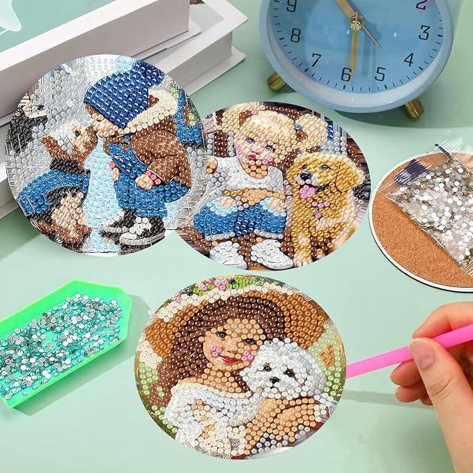 Diamond Art Kits for Adults Beginners, 8 Pcs Diamond Painting Coasters Kits