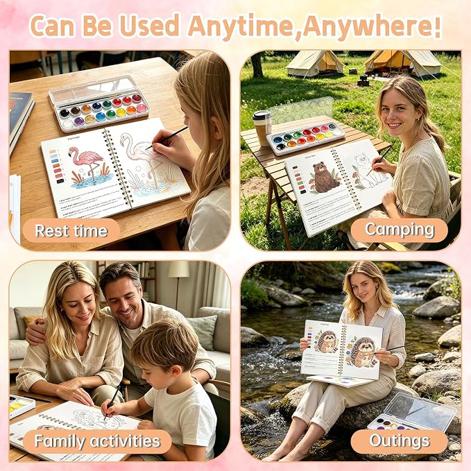 Watercolor Workbook, 16 Colors Watercolor Books Paint Set for Adults Teens
