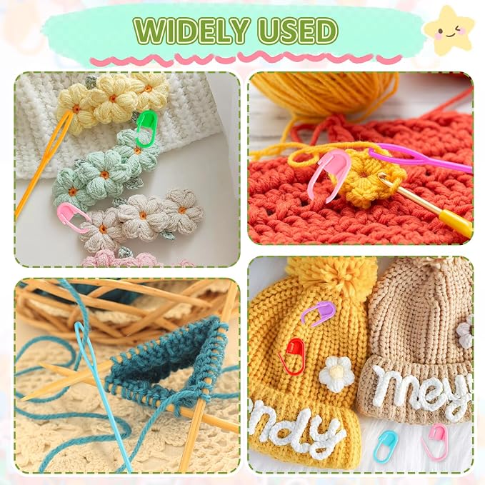 359PCS Crochet Accessories Kit, 7 Color Knitting Locking Stitch Markers with 9 Yarn Needles, Stitch Markers for Crocheting, Plastic Safety Pins for DIY & Craft Sewing