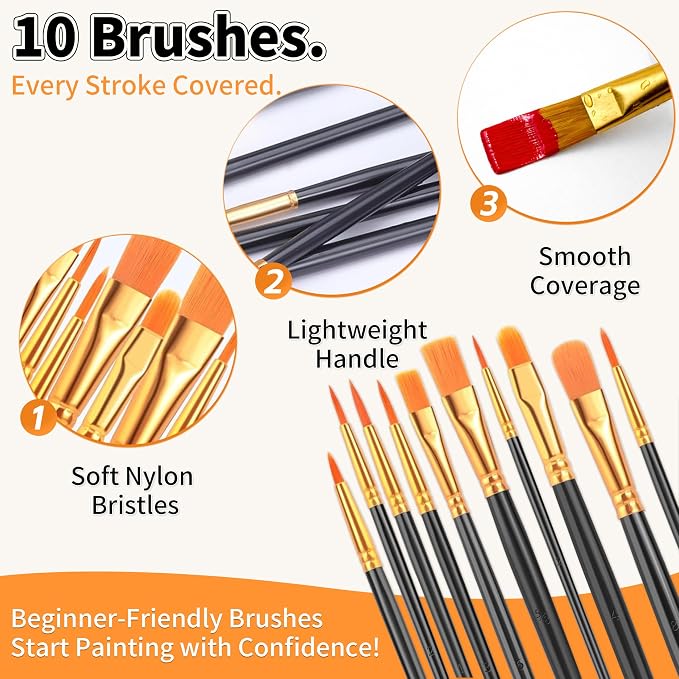 MISUMISO Acrylic Paint Set for Beginners - 24 Colors Painting Kit with Canvas Panels, Easel, 10 Brushes, Apron, Palette & Accessories - Art Kit Painting Supplies for Adults Kids Teens, Gift Set