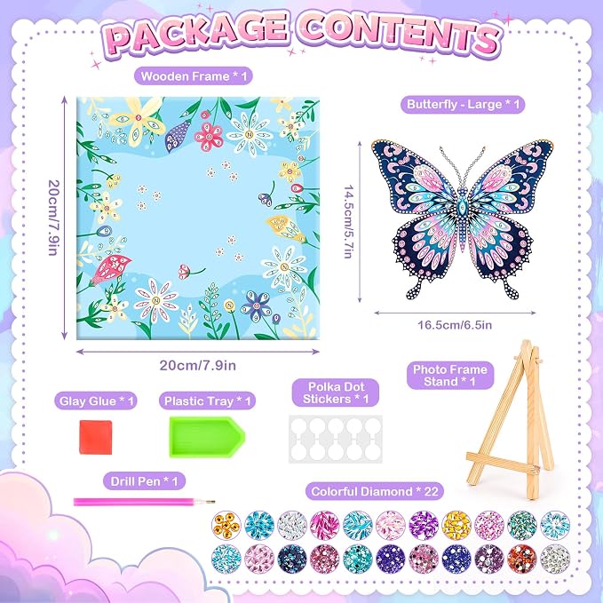 Crafts for Kids Age 8-12, Girls Birthday Gifts, Butterfly Diamond Painting