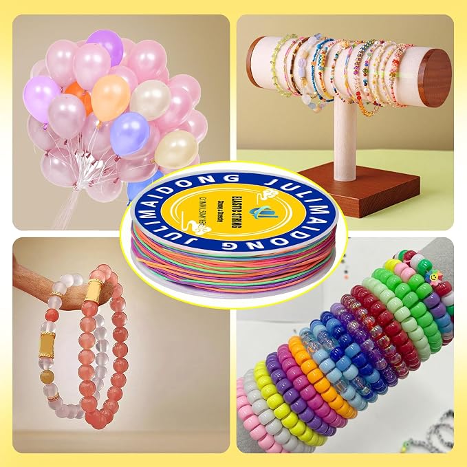 1.0mm Elastic Bracelet String Cord, Crystal Stretch Bead Cord for Bracelets Jewelry Making, Clear Stretchy Elastic String for Beading, Transparent Thread (1.0MM(Rainbow)/165ft)