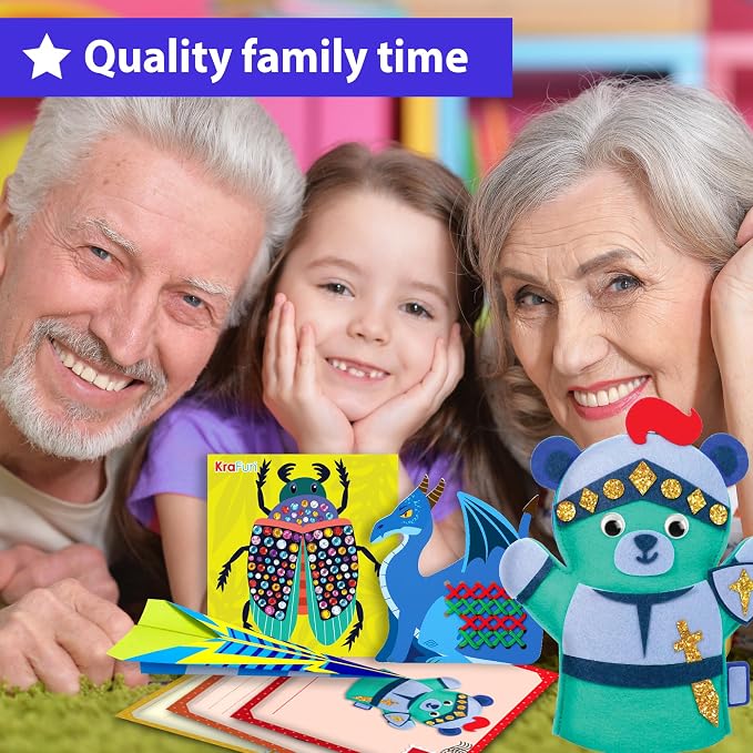 KRAFUN Toddler Beginner Art & Craft Kit Ages 3-5 | 10 Envelopes