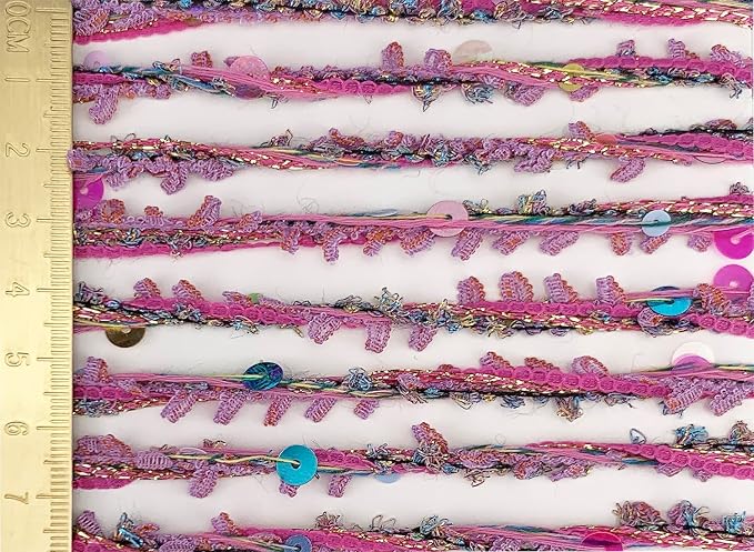 Artisanal Yarn Collection Multifiber Fancy Yarn for Knitting Crocheting Crafts DIY, Set of 3 Rolls (Fuchsia with Colorful Sequins)