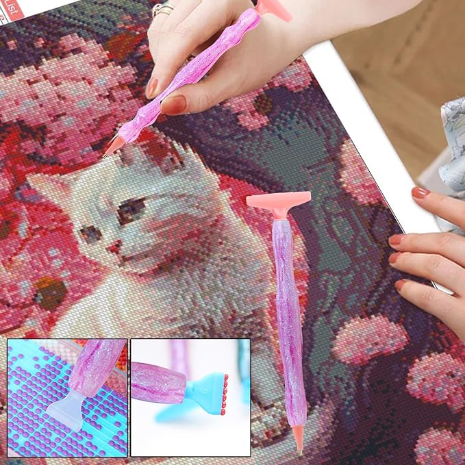 ZYNYXY 16PCS Ergonomic Diamond Art Pens Kits, Resin Diamond Painting Pen with Multifunctional Plastic Screw Thread Tips (Starry Pink B)