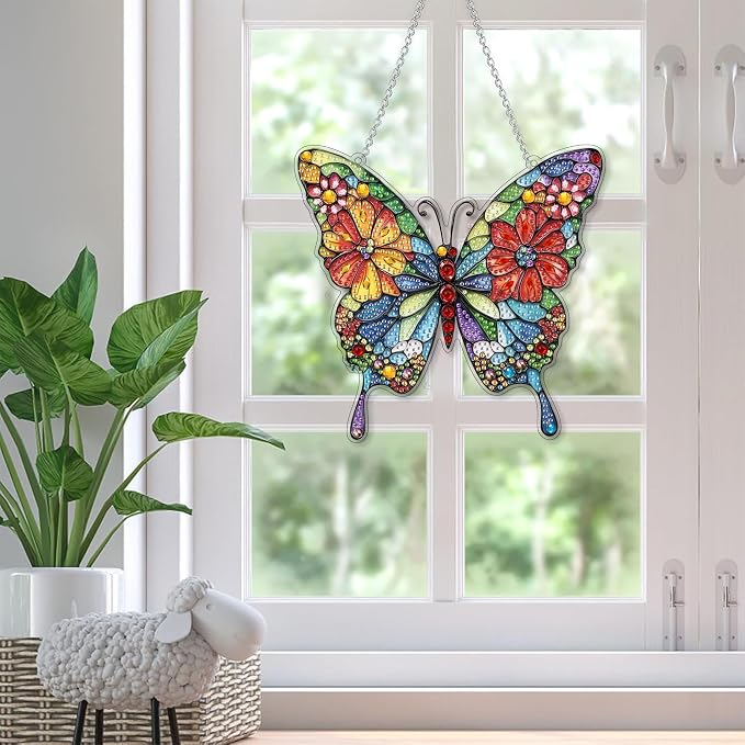 SKRYUIE Butterfly Hanging Pearl Diamond Art Kits for Adults Suncatcher A9