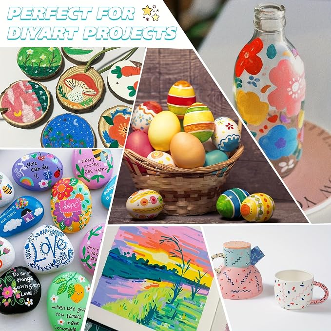 TBC The Best Crafts Acrylic Paint Markers, 72 Colors Dual Tip – Waterproof, Non-Toxic, Fast-Drying Art Pens for Rock Painting, Wood, Glass, Ceramic, Fabric