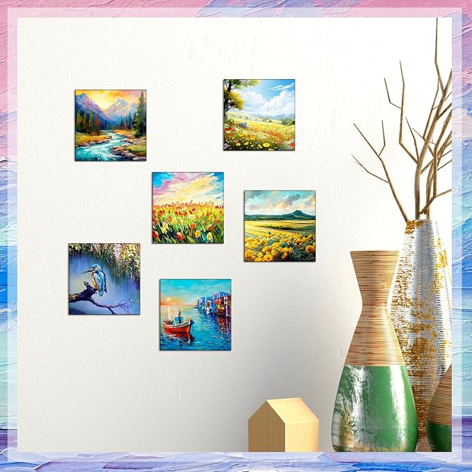 Moinchore 100 Pcs 2 x 2 Inch Mini Painting Canvas Panels Bulk Tiny Art Canvases for Painting Panels Cotton Blank White Small Canvas Acid Free Boards for Watercolor Acrylic Oil Paint