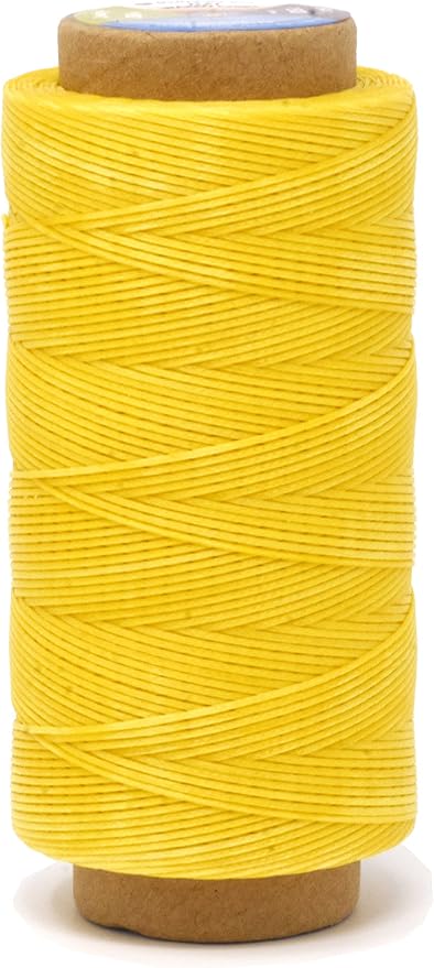 Mandala Crafts 210D 1mm Yellow Flat Waxed Thread for Leather Sewing