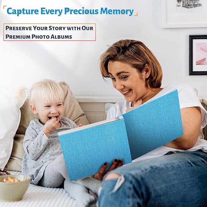 Artfeel Photo Album Self Adhesive Scrapbook,120 Pages Large Photo Book for 4x6,5x7,8x10 Pictures,DIY Album for Baby Wedding Family Travel Birthday,with Metallic Pen and Scraper