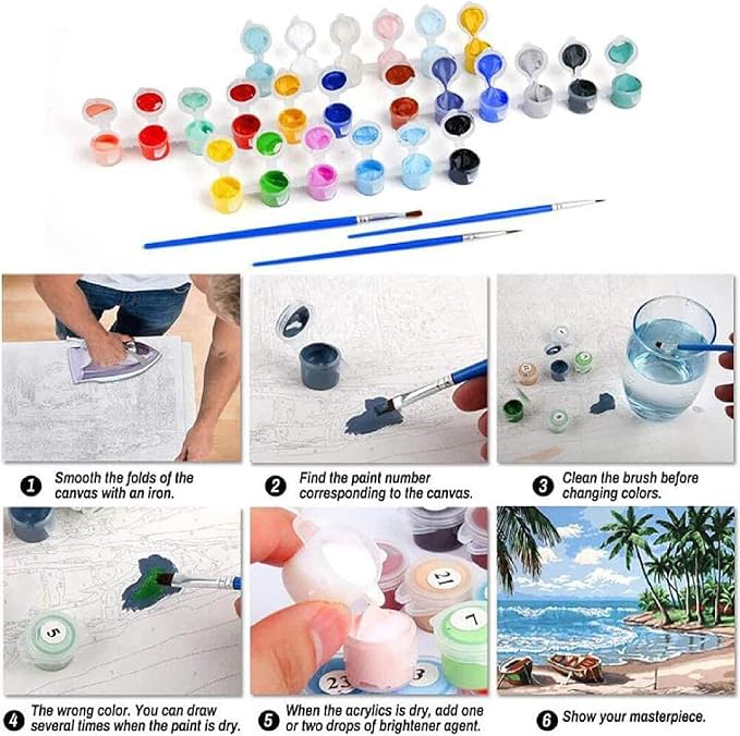 Mrnsiet Paint by Number for Adults Beginners, Easy Bottles Paint by Numbers Kits on Canvas, Retro Oil Painting Kits Adults' Paint-by-Number Kits for Home Wall Decor 16x16 Inch