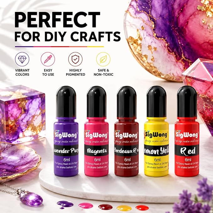 Epoxy Resin Pigment - 36 Color Liquid Translucent Colorant, Highly Concentrated Dye for DIY Jewelry Making, AB Coloring Paint, Craft 6ml Each
