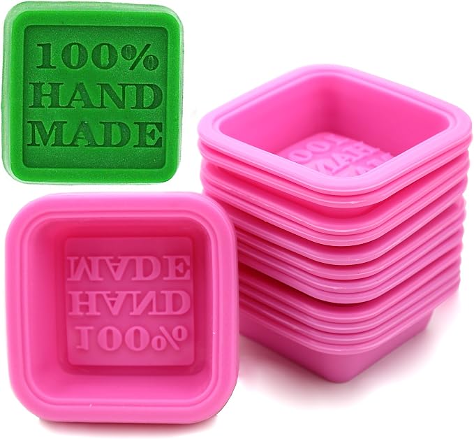 (20-Pack) DIY Handmade Soap Molds, Baking Molds, Cupcake Liners - 100% Handmade Square Silicone - - Microwave, Oven, Refrigerator, Freezer and Dishwasher Safe for Homemade Craft (Square)