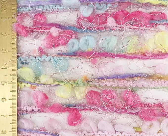 Artisanal Yarn Collection Multifiber Fancy Yarn for Knitting Crocheting Crafts DIY, Set of 3 Rolls (Pink & Baby Blue Bubbles)