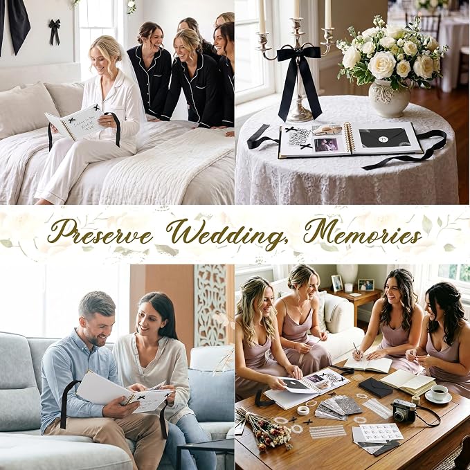 Letters to Bride Scrapbook,8.5 X 7 Inch,Bow,Black