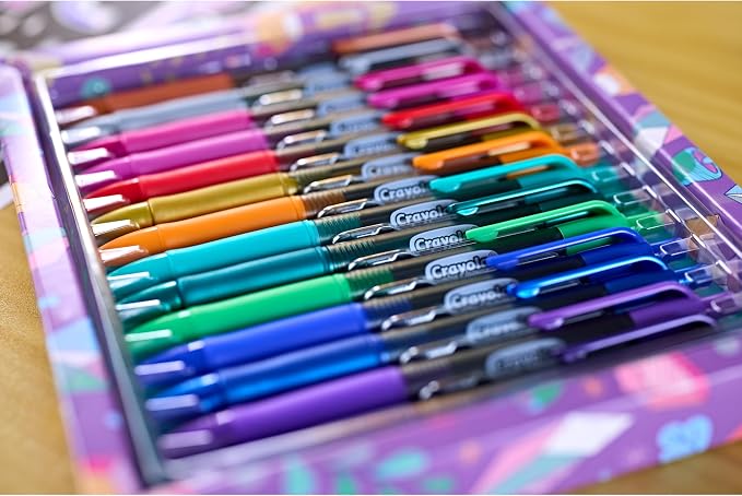 Crayola Gel Ink Pen Marker Set, 14 Matte & Glitter Pens, Gel Pens for Coloring, Fine Point, Gift for Kids & Teens, Ages 4+