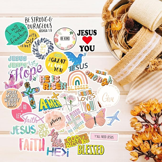 120 Pcs Inspirational Christian Stickers - Bible Verse Faith, Religious Jesus Motivational Stickers for Christmas, Easter Gifts