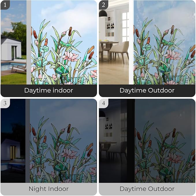 ADD.HERES Stained Glass Window Film, Window Film Decorative, 17.5 x 39.37in
