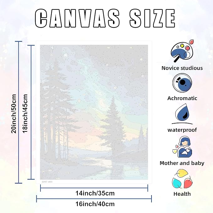 Ycydilirab 2 Pack Paint by Number Adult (with Gifts Box)-Aurora Adult Paint by Number Kits on Canvas,Gifts Home Decor(16x20in)