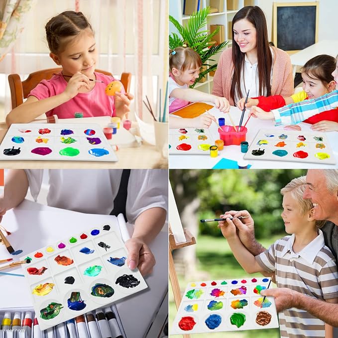 20 Well Watercolor Paint Tray Palette Pallet Acrylic Painting Mixing Plastic Artist Large Square Palette, 13 x 10 Inches, White, 1PCS