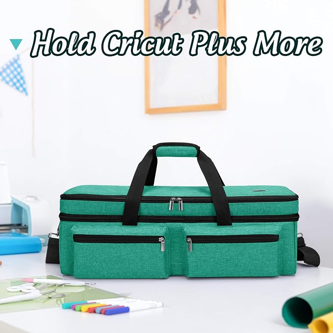 LUXJA Double-layer Bag for Cricut Explore Air (Air2) and Maker, Dark Green