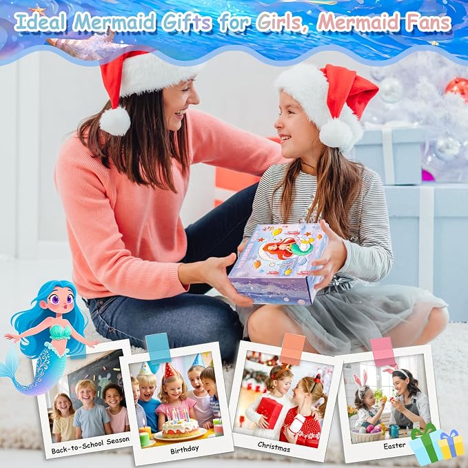 98Pcs Washable Scented Marker Set, Mermaid Pencil Case & Stationery Art and Craft for Kids Coloring Set Birthday Gift Include Markers, Glitter Pens, Crayons Drawing Kits for Girls 4 5 6 7 8 9 10 11 12