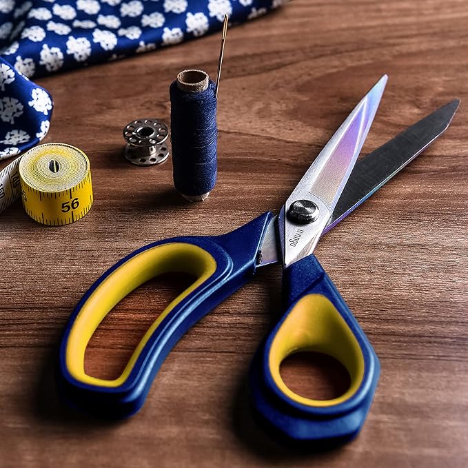 LIVINGO Fabric Scissors 9.5" Titanium Coated Heavy Duty Sewing Shears | Sharp Forged Stainless Steel Edge, Ergonomic Grip, Dressmaking Leather Cutting Craft Supplies