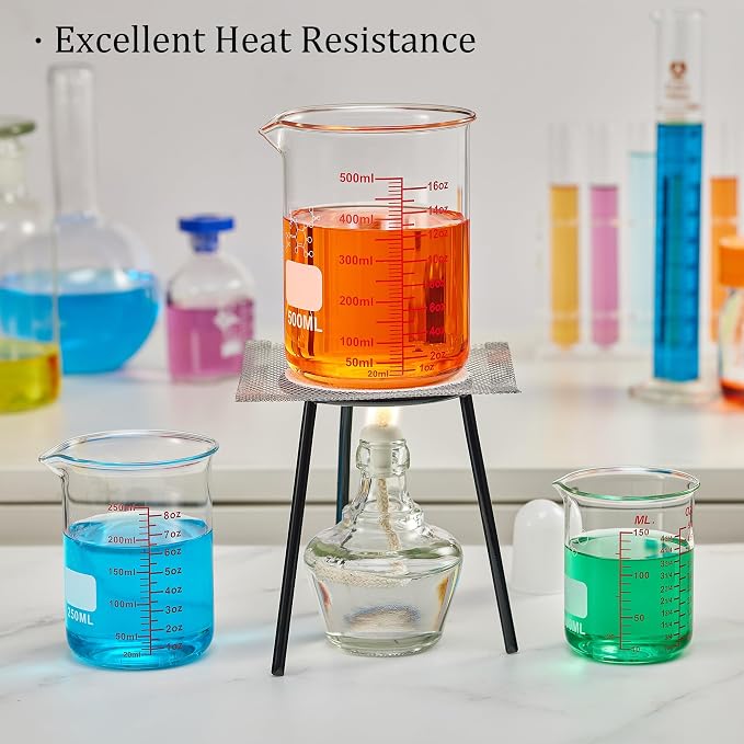 High Borosilicate Glass Measuring Cup Set-V-Shaped Spout,Includes 60ml(2OZ), 120ml(4OZ), 250ml(8OZ), 500ml(16OZ), and 1000ml (32OZ) for Kitchen or Restaurant, Easy to Read