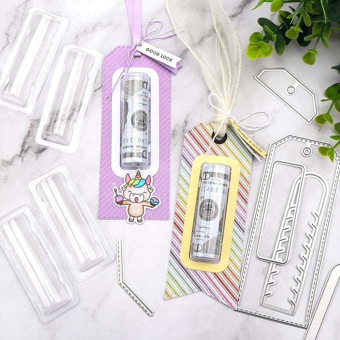 BAOFALI 60PCS Small 3.4x1.4inch Plastic Clear Rectangle Domes; Self-Adhesive for DIY Lip Balm Pouches Money Holder Candies Craft Gift Cards Shaker Card Making Scrapbooking Tool