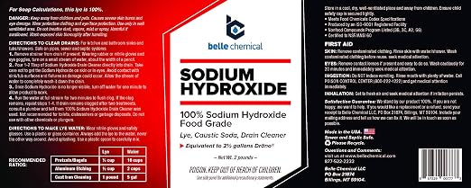 Sodium Hydroxide - Pure - Food Grade (Caustic Soda, Lye) (2 Pound Jar)