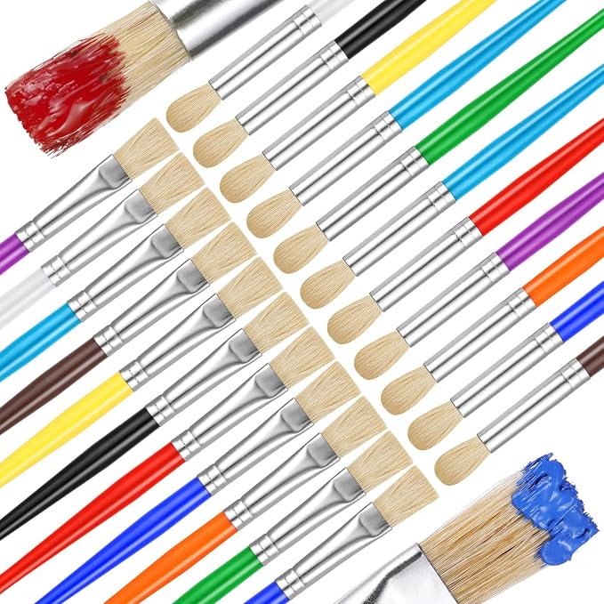 YGAOHF Paintbrushes Kids, 22 Pcs Round & Flat Toddler Kids Paint Brushes, Chubby Paint Brushes for Kids Bulk, Preschool Paint Brush for Acrylic Oil Watercolor Washable Paint Kit, Easy Hold & Clean