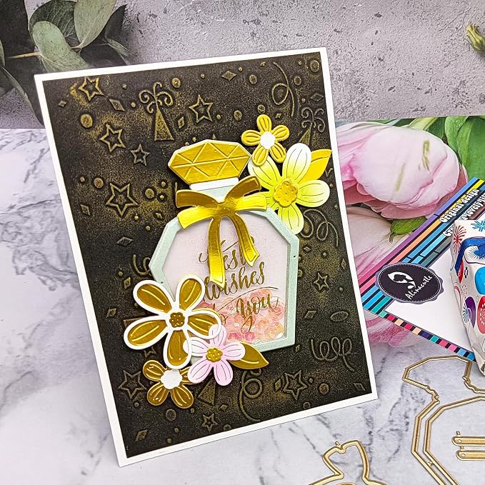 Alinacutle Metal Cutting Die Cut Golden Cut Dies for Gift Packing Paper Craft Handmade Card Making DIY Greeting Cards Scrapbooking and Album Holiday Gifts Decor (Perfume Bottle)