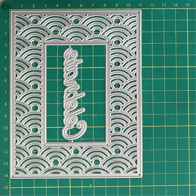 Cutting Dies 3D Background Frame Metal Stencils Scrapbooking Tools DIY Craft Carbon Steel Embossing Template for Paper Card Making Album Arts Supplies (Frame 2-Scale Celebrate 11.1x14.3cm)