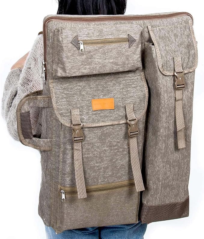 TRANSON Art Portfolio Case Artist Backpack Canvas Bag Large 26” x 19.5”
