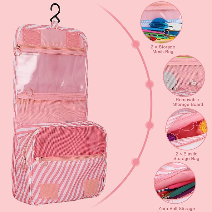 Coopay 63 Pcs Crochet Kit for Beginners, All-in-One Crochet Starter Kits | Complete Crocheting Set with Yarn, Ergonomic Crochet Hooks, Easy-to-Follow Tutorial,Storage Case-Idea Starter Kits Gift(Pink)