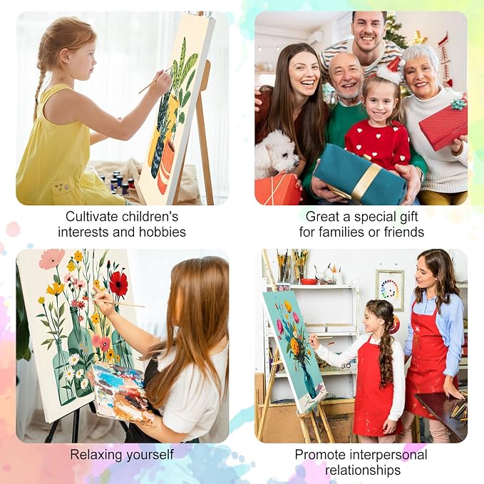 Framed Paint by Numbers Kit for Adults, Skull & Red Roses, 8 x 12 Inch | DIY Adult Paint by Number Kit for Beginners, Gothic Wall Decor, Stress Relief Craft Gift, Creative Hobby