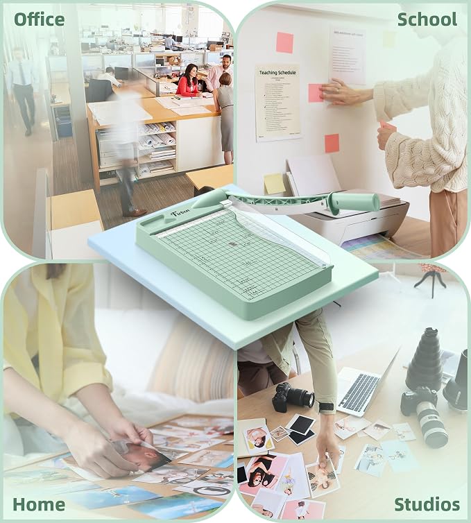 Firbon 12 Inch Guillotine Paper Cutter, Heavy Duty Paper Trimmer | 12-Sheet Capacity | Morandi | Dual Scale | Paper, Cardstock & Photo Trimming | Scrapbooking Craft | Office, Home & Studio Use