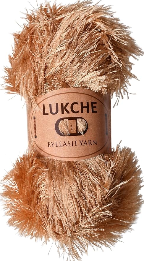 Eyelash Fun Fur Yarn Premium 100% Polyester 164 Yds (150 Mt), 3.53 Oz (100 Gr) Colorful Crochet Yarn Dıy Hand Knitting. (Camel Hair, 1 Skein)