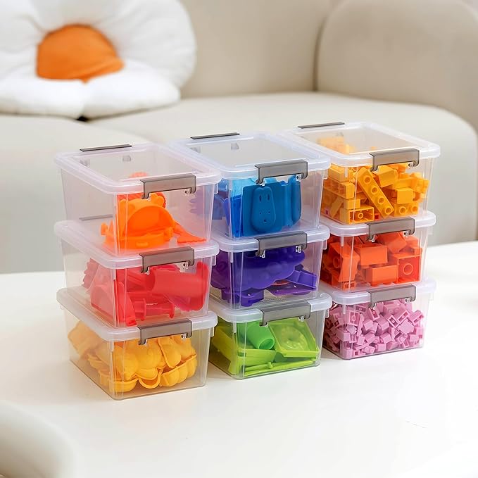 Citylife 30Packs 1.3Qt Small Storage Bins with Lids,Stackable Clear