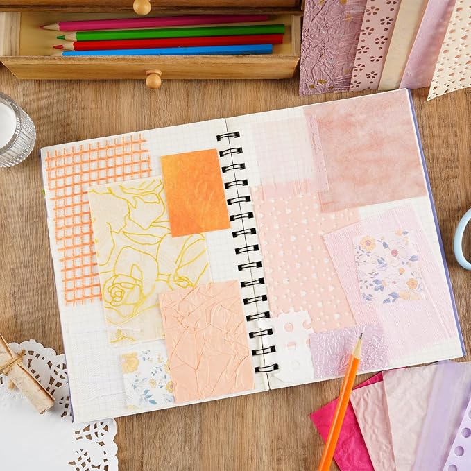 160 Sheets Textured Scrapbook Paper & Mesh Fabric Assorted Set