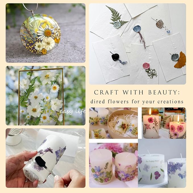 110 PCS Pressed Flowers for Resin Molds, Colorful-e | Real Dried Flower Leaves for Crafts DIY Jewelry Making Dry Flowers for Scrapbooking Soap Candles Making Nails Décor