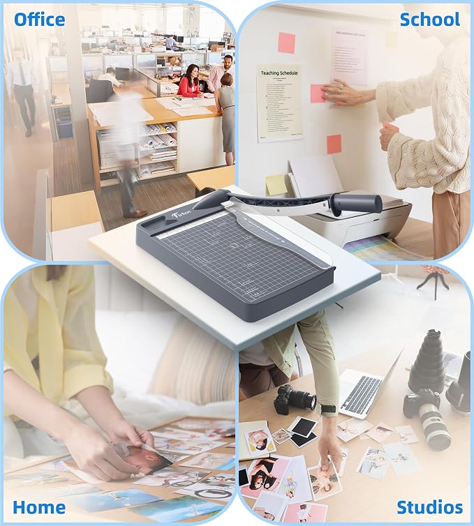 Firbon 12 Inch Guillotine Paper Cutter, Heavy Duty Paper Trimmer, Gray | 12-Sheet Capacity | Dual Scales | Paper, Cardstock & Photo Trimming | Scrapbooking Crafts | Office, Home & Studio Use