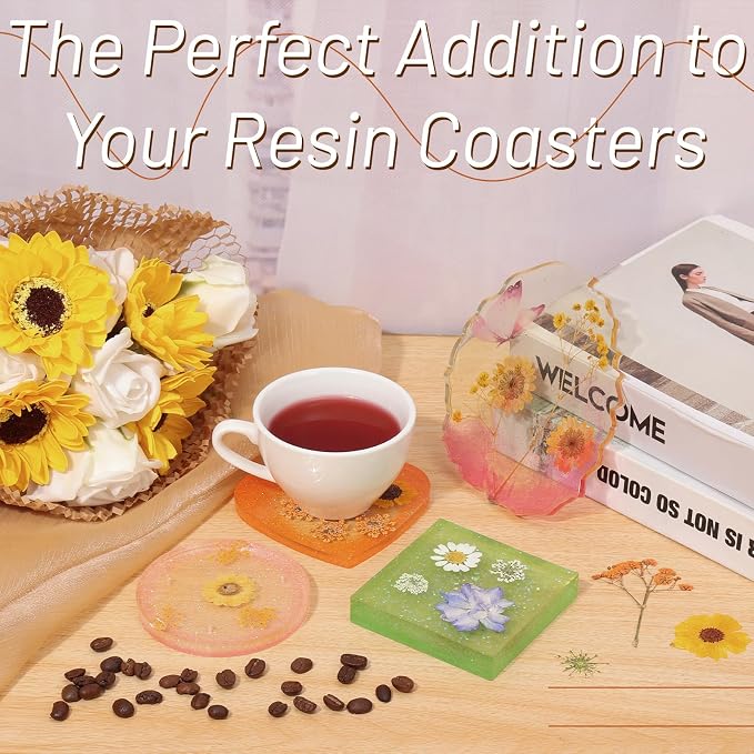Dried Pressed Flowers for Resin, Real Pressed Flowers Dry Leaves Bulk Natural Herbs Kit for Scrapbooking DIY Art Crafts Epoxy Resin Jewelry Mold Candle Soap Making Nails Dรฉcor (Natrual Floral Leaves)