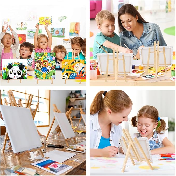 ESRICH 16 Pack 11.8" Wood Easels, Tabletop Easel for Painting | Painting Party, Displaying Canvas, Kids Student Table School Desktop, Portable Canvas Photo Picture Sign Holder