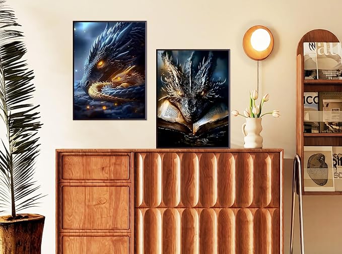 Amaieuin 2 Pack Dragon Diamond Art for Adults Beginners 12x16in