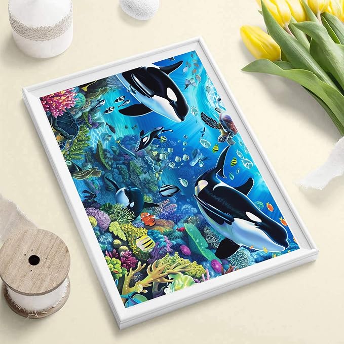 DOTSOPS6 Pcs Turtle Dolphin Diamond Painting Kits Art Adults Painting Kits | Crafts DIY 5D Diamond Art Packs Kits,Full for Adults,Beginner Home Wall Decoration Gift 11.8 x 15.7 Inches