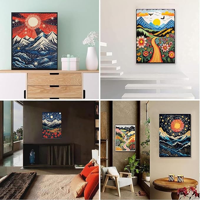 DOTSOPS 6 Pack Landscape Abstract Diamond Painting Kits Art Adults | Painting Kit,Crafts DIY 5D Diamond Art Packs Kits.Full for Adults Beginner,Home Wall Decoration Gift 11.8 x 15.7 Inches